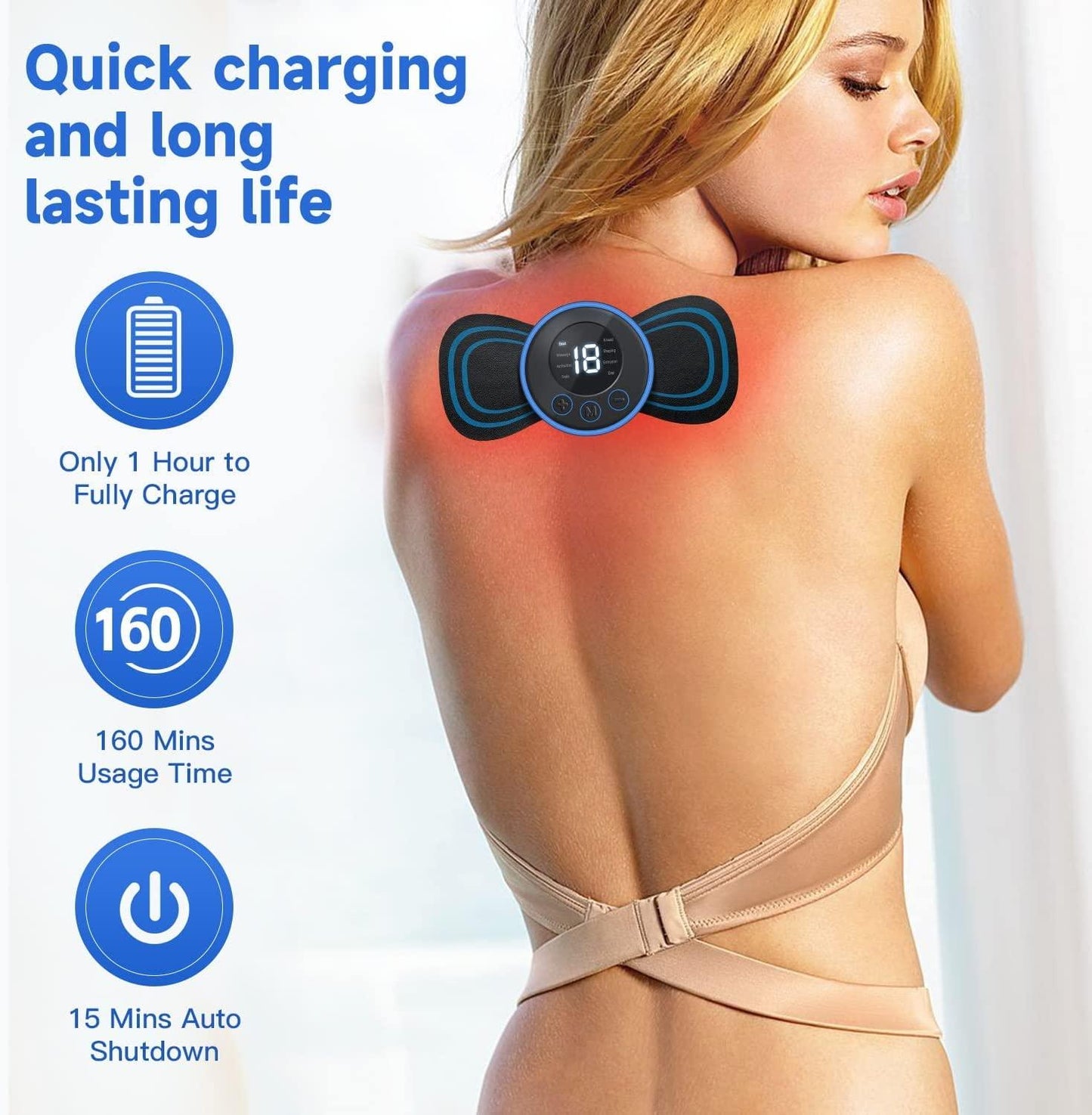 Mini Massager with 8 Modes and 19 Strength Levels | Rechargeable Electric Massager