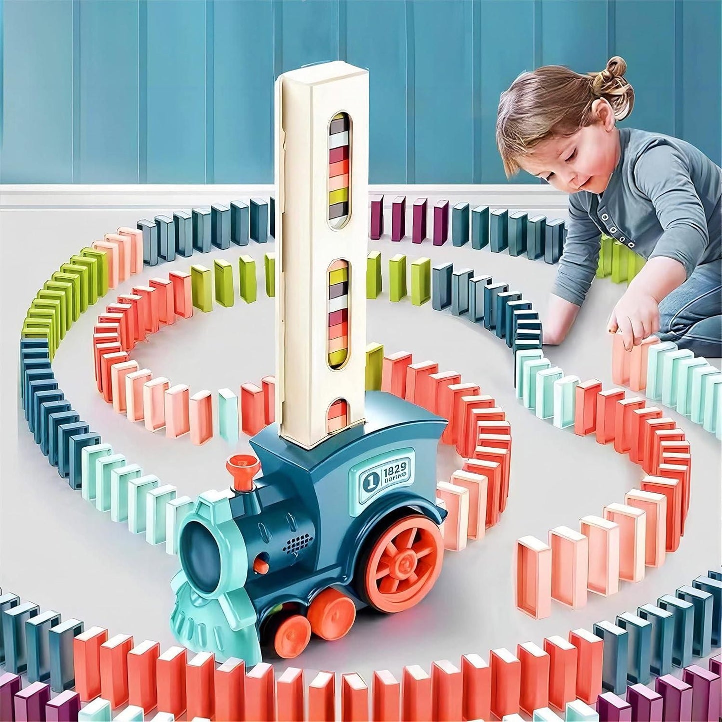 Train Toy Domino Set for Kids - BPA-Free Plastic with Sound Effects