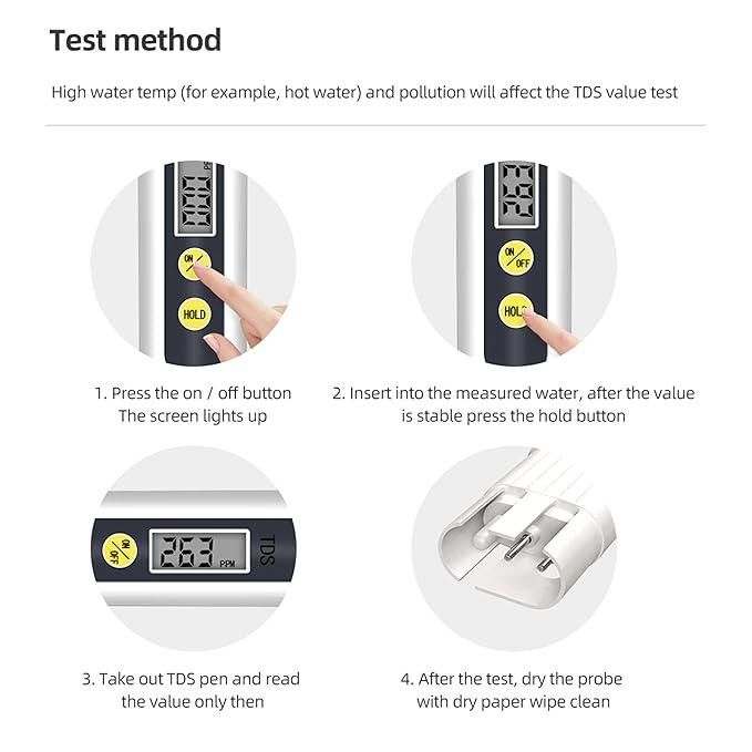 TDS Meter, Electronic Water Tester with 0-9990 PPM Measurement Range, Hand Held Digital Water Test Pen for Farming, Aquariums, Pools, Household Drinking Water