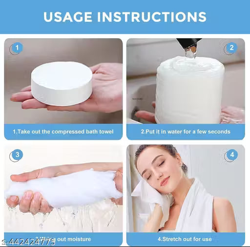 Compressed Bath Towel Tablets | Expandable Disposable Portable Soft Cotton Bath Towel for Camping Traveling, Hiking