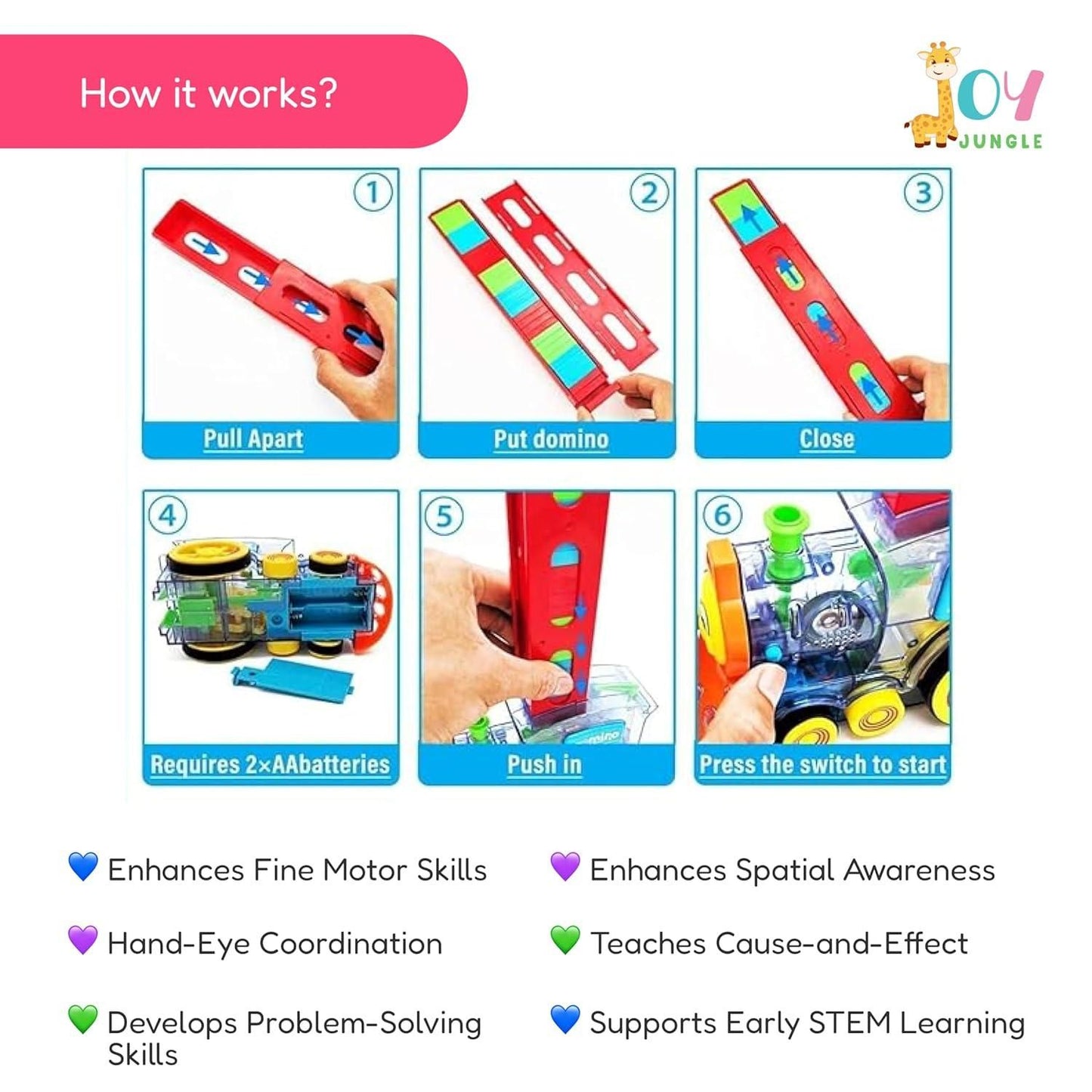 Train Toy Domino Set for Kids - BPA-Free Plastic with Sound Effects