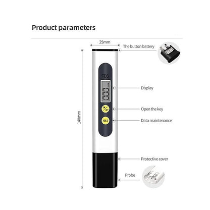 TDS Meter, Electronic Water Tester with 0-9990 PPM Measurement Range, Hand Held Digital Water Test Pen for Farming, Aquariums, Pools, Household Drinking Water