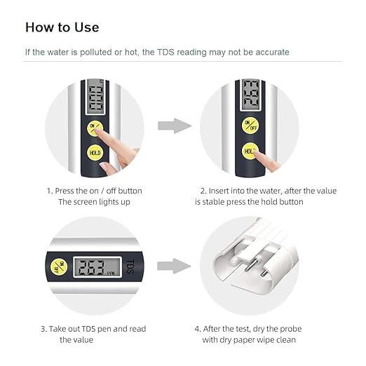 TDS Meter, Electronic Water Tester with 0-9990 PPM Measurement Range, Hand Held Digital Water Test Pen for Farming, Aquariums, Pools, Household Drinking Water