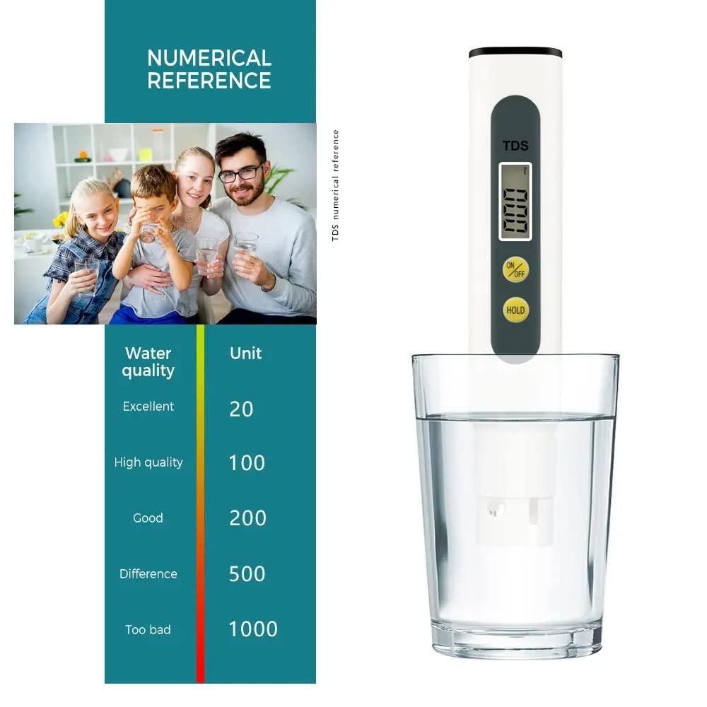 TDS Meter, Electronic Water Tester with 0-9990 PPM Measurement Range, Hand Held Digital Water Test Pen for Farming, Aquariums, Pools, Household Drinking Water