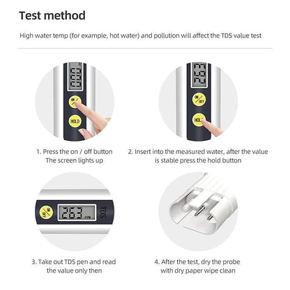 TDS Meter, Electronic Water Tester with 0-9990 PPM Measurement Range, Hand Held Digital Water Test Pen for Farming, Aquariums, Pools, Household Drinking Water
